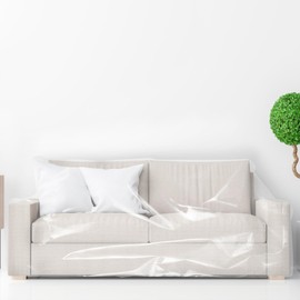 GOKENA Clear Thicker Couch Cover, Scratch Proof Plastic Furniture Covers, Heavy Duty Couch Cover, Heavy Duty Waterproof Covers, Detachable Furniture Covers, Dustproof Sofa Covers for Bedrooms