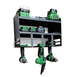 hiyuehome Power Tool Organizer Wall Mount, Utility Racks 3 Layers Storage Rack, Mini Chainsaw, Screwdriver, Drill Bit, battery tool organizer for Workshop Shed Pegboard Basement