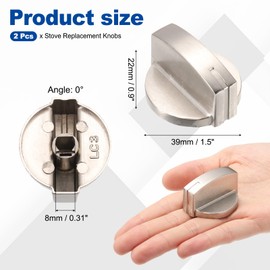 sourcing map 2Pcs Gas Stove Knob, 8mm Universal Cooker Replacement Knobs, Durable Metal Surface Switch for Kitchen Cooktop, Gas Stove & Various Ovens(Champagne Gold)
