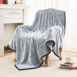 EMME Fleece Throw Blankets Soft Sherpa Plush Blankets for Couch Cozy Bed Blanket(Navy, 108"x90")