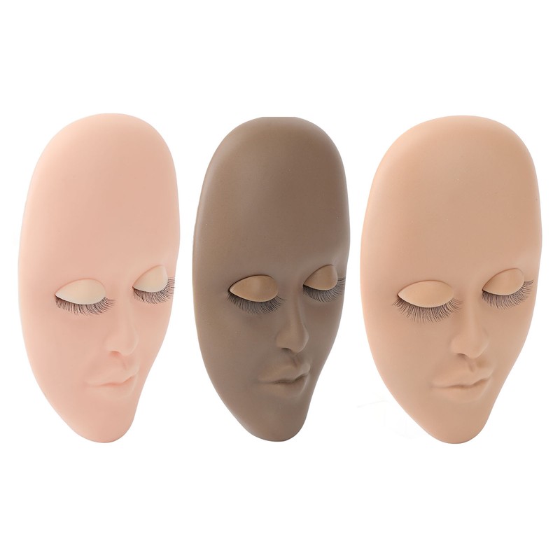 3pcs Lash Mannequin Head Double Layers Realistic Training 3D Rubber