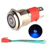 GUUZI 220V-230V/15A Self-Locking Push Button Switch NO Waterproof Blue LED