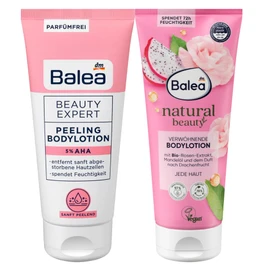 Balea Natural Beauty Set of 2 Skin Care: Body Lotion Rose & Dragon Fruit (200 ml) + Body Lotion Organic Ginger Extract & Moringa Oil (200 ml), 400 ml