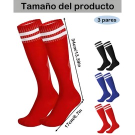 3 Pares Calcetas Futbol Niño, Calcetas De Futbol Para Niño, Cómodo y Duradero, Muy Adecuado Para Partidos De Fútbol, Entrenamientos, Baloncesto, Carreras y Otras Actividades Deportivas