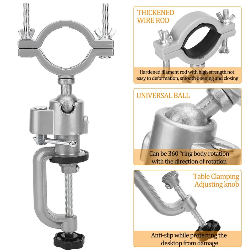 360 Degree Table Bench Clamp Vise Drill Rack Support Electric
