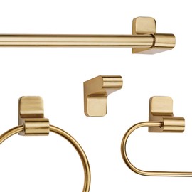 Globe Electric 51695 4-Piece Bath Accessory Kit, Matte Brass, Towel Bar, Towel Ring, Robe Hook, Toilet Paper Holder, Black Bathroom Sets Accessories, Home Improvement, Beauty Room Accessories