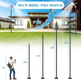 Street Light Pole 13 Ft Tall | Outdoor Adjustable Heavy Duty Metal Street Lamp Post | Outside Solar Street Lights Poles with Mounting Rebar Cage Base for Backyard, Parking Lot, Walkway (13FT)