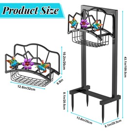 Gouisalin Garden Hose Holder, Heavy Duty Metal Water Hose Holder with Storage Basket, Freestanding Hose Stand Hanger, Sturdy Hoses Storage Rack 150-feet for Outside Yard Lawn