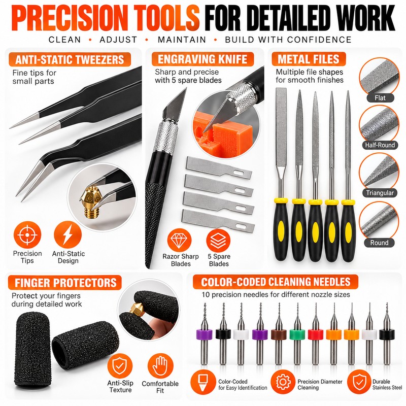 39-Piece 3D Printer Tool Kit for Maintenance & Print Finishing