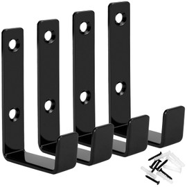 QWORK® Pack of 4 Wall Hooks Heavy Duty Black Steel Wall Hooks J Hooks for Hanging Cables, Wires, Sports Equipment (8 x 4.5 cm)