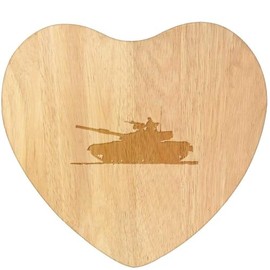 'Army Tank Silhouette' Wooden Heart Shaped Chopping/Cutting Board (WB00077433)