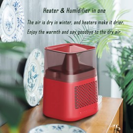 Two-in-one heating humidifier,heater&humidifier,Portable space heater for indoor use,mini heater,air humidifiers for Bedroom, Office and Indoor Use red