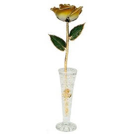 24k Gold Rose - Real Rose Dipped in Gold w/Vase (2-Tone Orange)