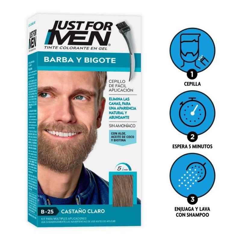 Tinte Just For Men Barba Y Bigote Castaño Claro 2-pack