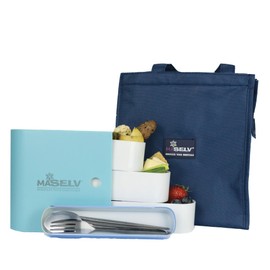 MASELV Meal Prep Lunch Box Set of 3 – Leakproof Dishwasher Safe Lunch Box Containers Adult Lunch Box with Utensils – Portable Microwave Snack Boxes for Adults – Insulated Cute Lunch Box (BLUE)