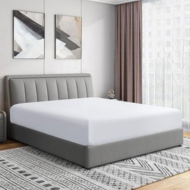 Bottom Fitted Sheets Stretches Up to 25cm Deep Mattress Pocket 100% Pure Egyptian Cotton 200 Thread Count Fitted Bedsheet Soft & Comfortable Hotel Quality Bottom Sheets (White, Single)