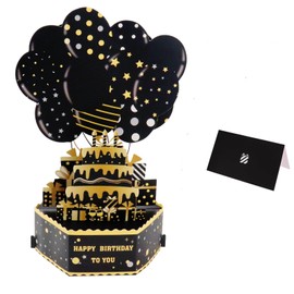 UYUYong Geburtstagskarte 30. Jahrgang 18. Jahrgang Schwarzes Gold Grußkarten Pop Up Geburtstag Geschenk 3D Popup Karten mit Umschlag für Mann Freund Vater -Enthält Zahlen 0-9 Alle Altersgruppen