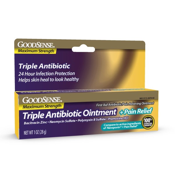 GoodSense Maximum Strength Triple Antibiotic Ointment Plus Pain Relief, 1 oz