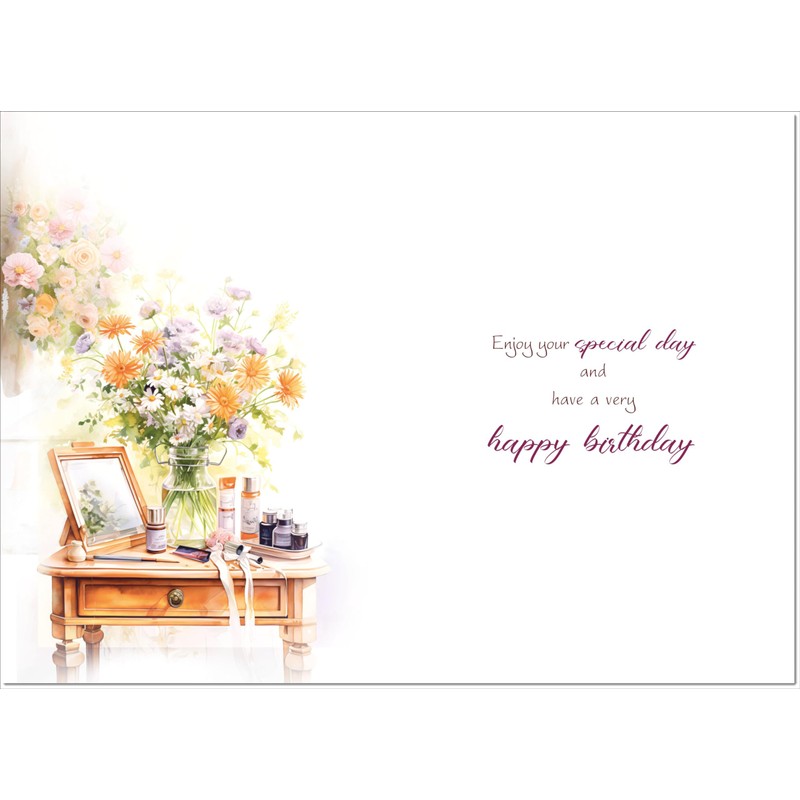 doodlecards Aunt Birthday Card Dressing Table Bouquet Medium Size with
