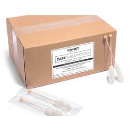 Candy Envy - 100 ct White Cafe Sugar Sticks Rock Candy - Individually Wrapped - Original Sugar Flavored