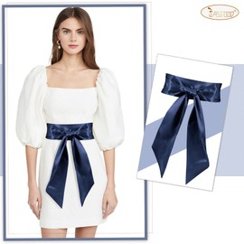 Paquete de 2 cinturones de satén para vestido de mujer, para boda, fiesta, novia, para fiesta, ocasión especial, 9,7 cm de ancho, E-blue 1 Pack, Talla única