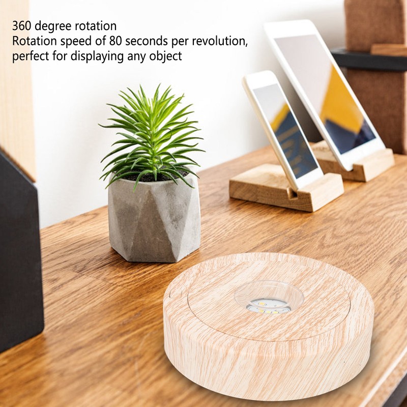 Wood Light Display Base 360 Degree Rotation Beech Grain Colorful