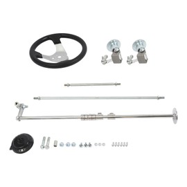GrfceVue 640mm Go Kart Steering Wheel Kit, Front Steering Gear Rack Joint Tie Rod Wheels, Drift Ball Joint, Universal Fit for 168cc Go Kart, ATV, UTV, Quad, Chinese DIY GO Karts