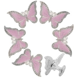 brandname Beyoo 6 pcs Deep Pink Butterfly Shape Door Handle Cabinet Drawer Cupboard Pull Dresser Single Hole Knobs Handles for Kitchen Furniture Cabinet Wardrobe Cupboard