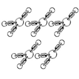 Sknrlko 3 Way Swivels 5Pcs Ball Bearing Swivel Stainless Steel Heavy Duty Rig Saltwater Fishing Crossline Swivel Tackle Size,C