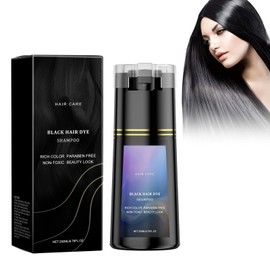 Hair Dye Shampoo, Natural Plant Hair Colour Shampoo, Dyes Hair in Minutes, 3-in-1 Colour Wash for Grey Hair Coverage, Safe Long Lasting and Easy to Use (Black, 200 ml)