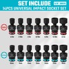 DURATECH 3/8" Drive Swivel Socket Set, 14 Pieces Shallow Universal