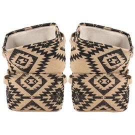 LessMo 4 Pack Storage Baskets, Collapsible Mini Storage Boxes, Canvas Fabric Waterproof Storage Bins made from Cotton and Linen, for Toys, Bathroom, Closets, Playroom (KALEIDOSCOPE, Thick fabric)