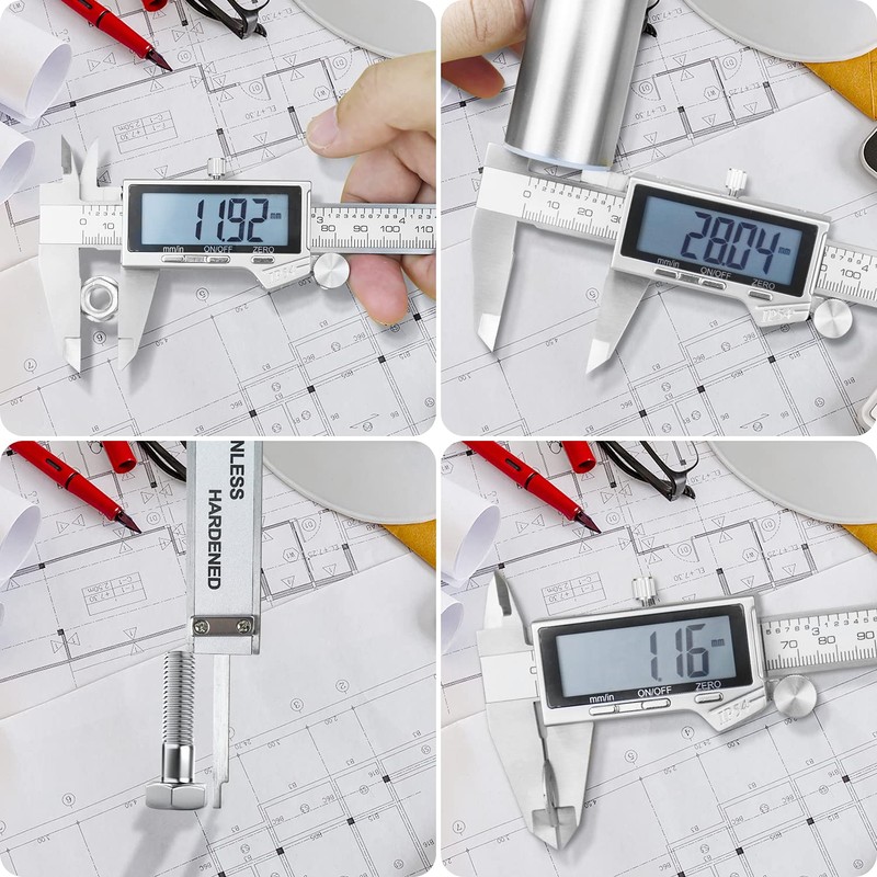 Digital Caliper, 0-150mm / 0-6" Metric Inch Conversion Depth Gauge