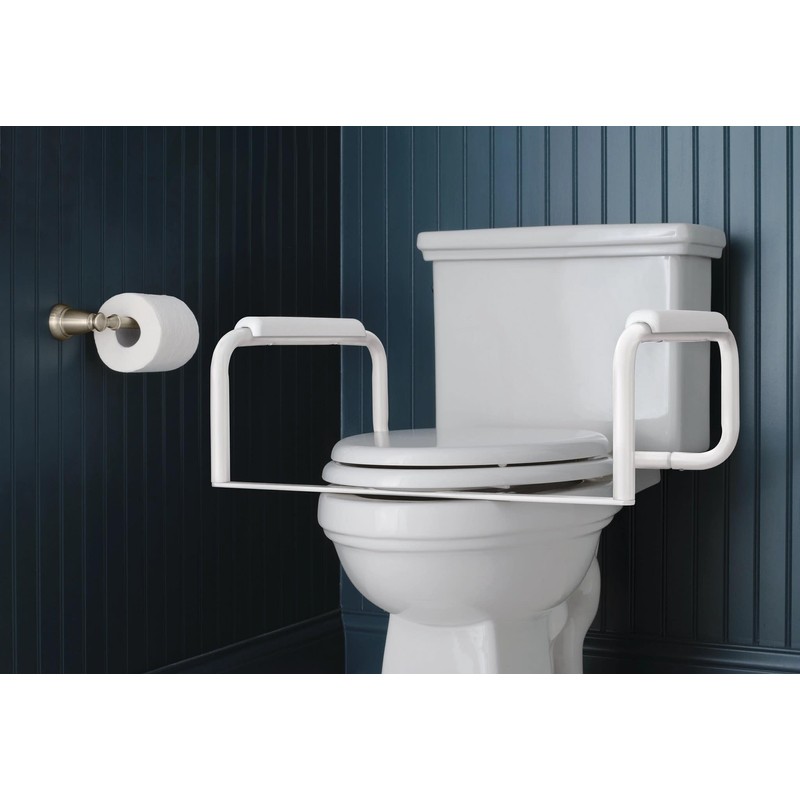 Moen Glacier White Home Care Bathroom Safety Toilet Grab Bar,