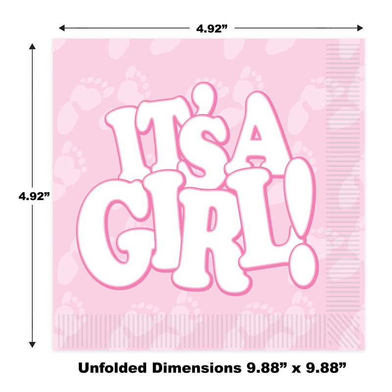 Beistle It's A Girl - Servilletas para bebidas, color rosa