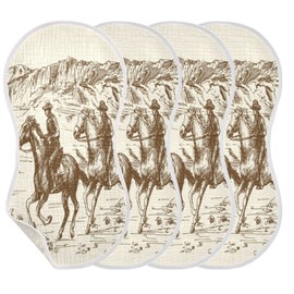 WELLDAY Muslin Baby Burp Cloths Set of 2, Soft Absorbent Western Desert Cowboy Muslin Washcloths, Bibs, Face Towel for Newborn Boys Girls, 22 x 11 Inch