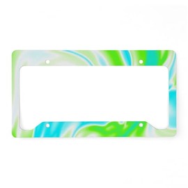 CafePress Neon Turquoise Green Swirls License Plate Holder Aluminum License Plate Frame, License Tag Holder