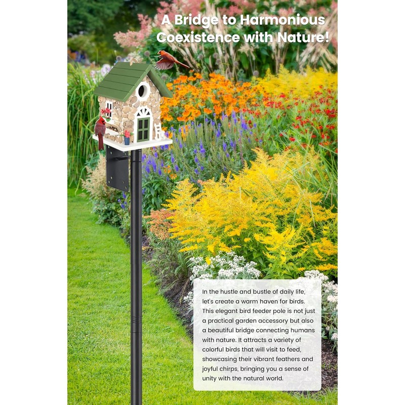 75" Heavy Duty Bird Feeder Pole, 1" Metal Adjustable Outdoor