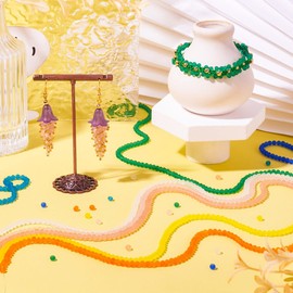 8Strands 4mm Faceted Rondelle Glass Beads Glass Frosted Rondelle Beads 8 Colors Rondelle Loose Spacer Beads for DIY Bracelet Earring Necklace Jewelry Making