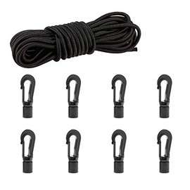 1/4" Elastic Bungee Cord Kayak Stretch String Shock Cords Rope with Bungee Shock Cord Hooks for Kayak Boat Camping Accessories Indoor&Outdoor Activities (8 Hook & 19.70 Ft Cord)