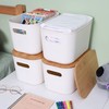Citylife 4 PCS Storage Bins with Bamboo Lids Plastic Storage