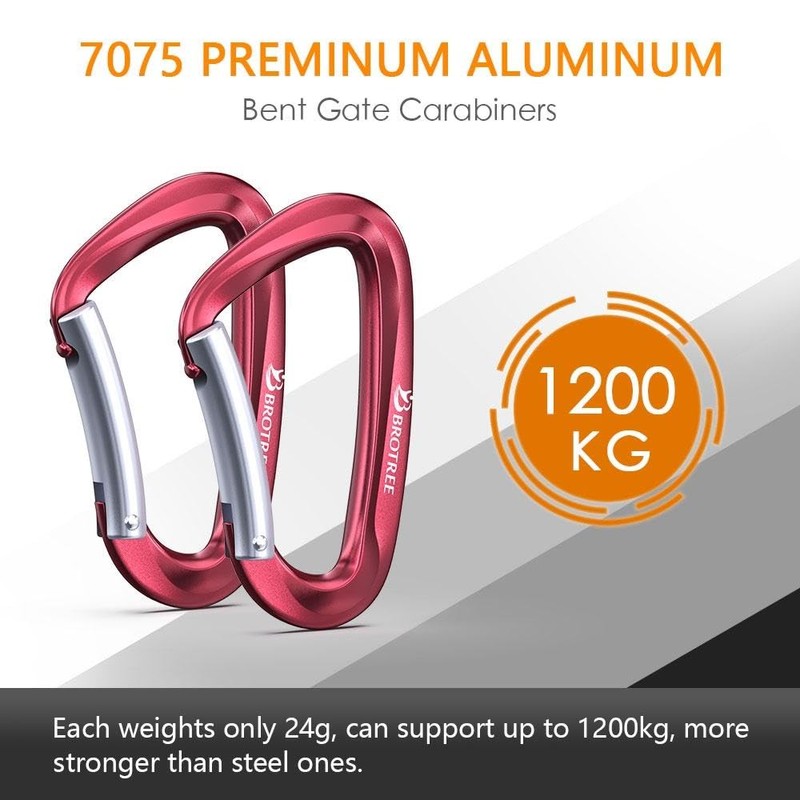 BROTREE Locking Carabiner Clips 12KN (1200 kg) Heavy Duty Carabiners