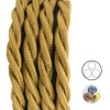 3 m Textile Cable Gold Twisted 3 x 0.75 mm²