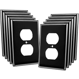 Outlet Covers Wall Plates - Duplex Receptacle Outlet Covers, 10-Packs Electrical Outlet Cover, 1-Gang Standard Size Outlet Wall Plates, PC Material, Durable Wall Plates for Electrical Outlets (Black)