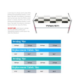 SunWave- RV Awning Fabric Replacement | RV Electric Camper Awning | Premium Vinyl RV Canopy | Awning (Checkered Pattern, 20’ (Fabric Width 19’2”))