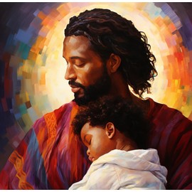 African American Black Jesus and Child （1） 5D Adult Diamond Art,DIY Diamond Art Painting Kit for Decor Canvas 11.7x15.7inch/30x40cm