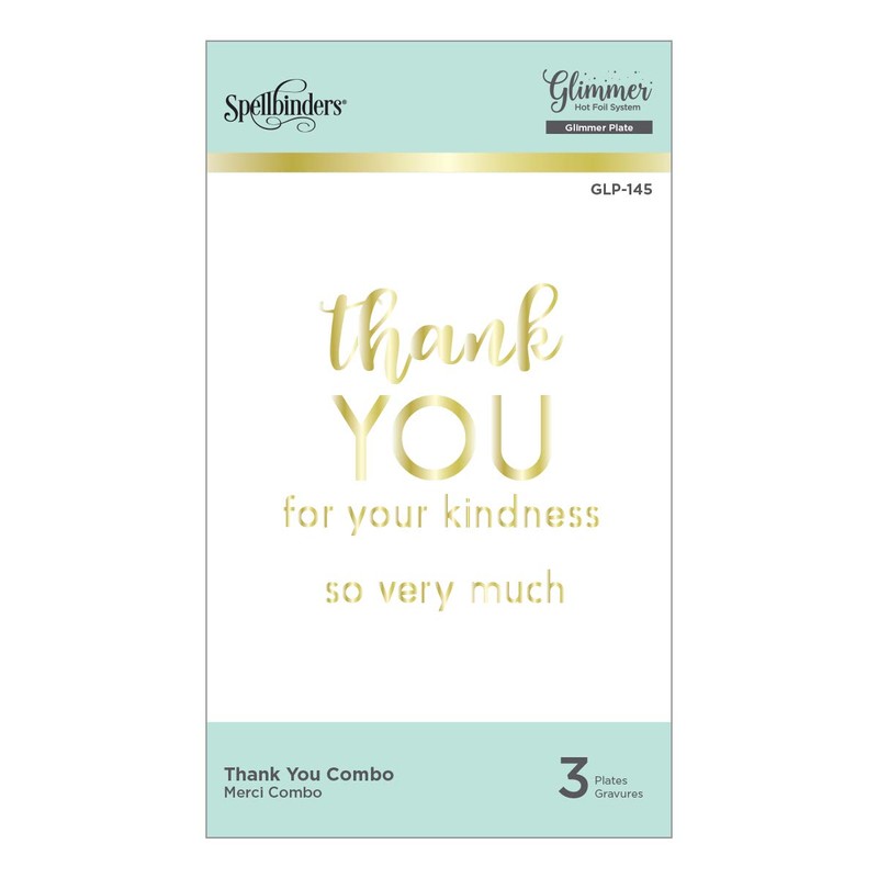Spellbinders Glimmer Hot Foil Plate Combo, Metal, Thank You: 1.9