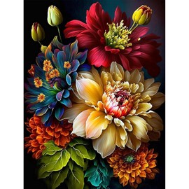 Diamond Painting Flowers-5D Diamond Art,Flowers Diamond Paintings for Adults,DIY Full Drill Paint by Diamonds Flowers Gem Painting on Canvas Perfect for Gifts and Home Wall Decor 12x16inch