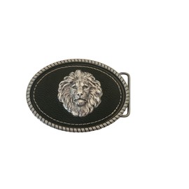 Handmade Oxidized Silver Brass Lion Belt Buckle