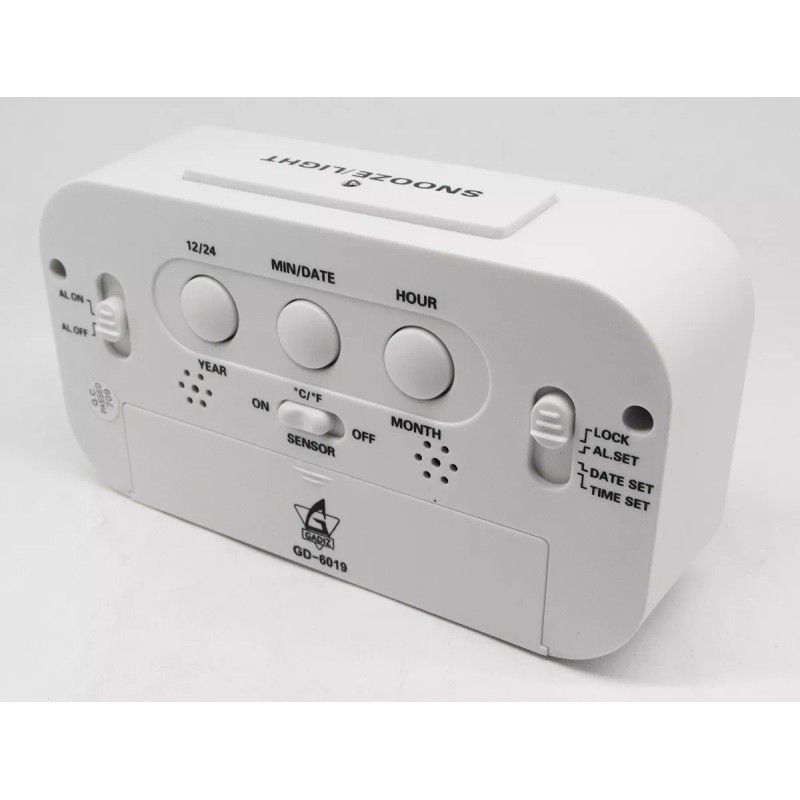 Gadiz Reloj Digital Alarma Numeros Grandes Fechador Luz Led Blanco